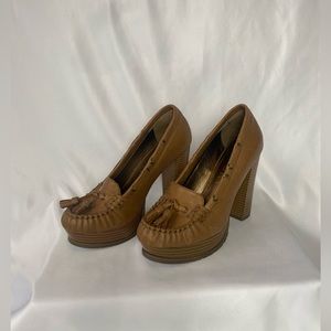 Report leather tassel heels